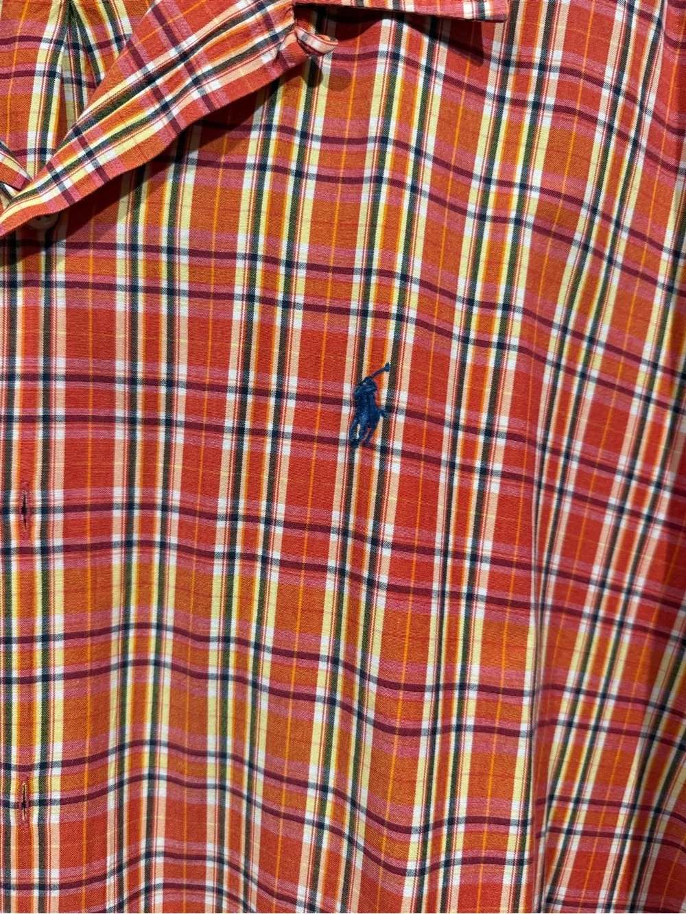 Vintage Polo Ralph Lauren Caldwell Shirt XXL Orange Plaid Camp Collar